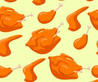 Pollo Sfondo Arancione Design Ripetendo Le Icone