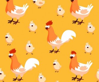 Chicken Chick Background Repeating Icons Cartoon Design