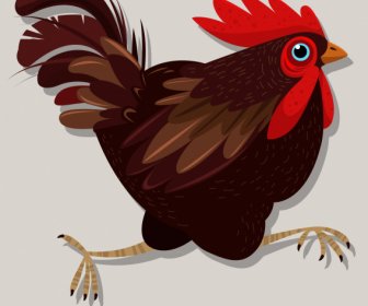 Ayam Icon Warna-warni Klasik Desain Gerak Sketsa