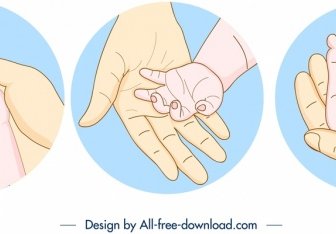 Elementos De Design Do Parto Símbolos De Mãos Carinhosas Esboço Desenhado à Mão