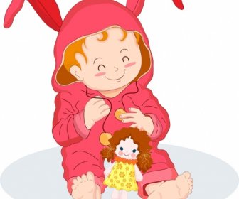 Kindheit Hintergrund Niedlichen Baby-Symbol Cartoon Charakter