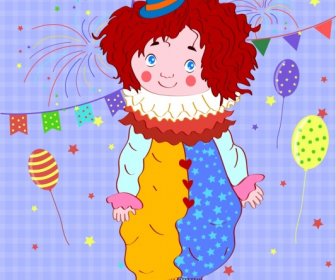 Kindheit Hintergrund Süßes Kind Clown Kostüm Ereignisreichen Dekor