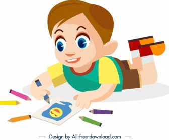 Latar Belakang Masa Kecil Menggambar Ikon Anak Laki-laki Desain Karakter Kartun