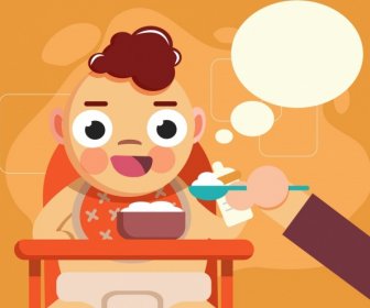 Childhood Background Eating Kid Icon Cartoon Design
