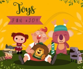 Masa Kanak-kanak Latar Belakang Laki-laki Yang Menyenangkan Bergaya Mainan Ikon