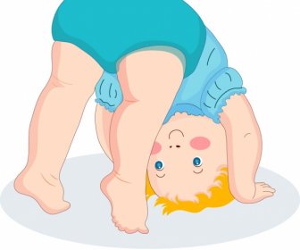 Kindheit-Hintergrund-fröhliche Kind-Symbol Farbig Zeichentrickfigur