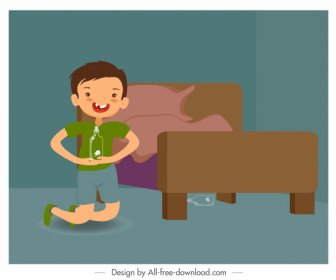 детство фон игривый мальчик спальня эскиз мультфильм дизайн