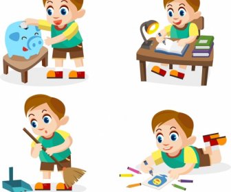 Childhood Background Sets Daily Work Themes Cartoon Design