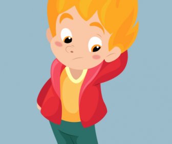 Childhood Icon Cute Boy Sketch Cartoon Character