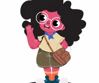 Childhood Icon Cute Girl Sketch Cartoon Character Design