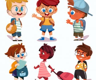 Icone Dell'infanzia Carino Bambini Schizzo Personaggi Dei Cartoni Animati