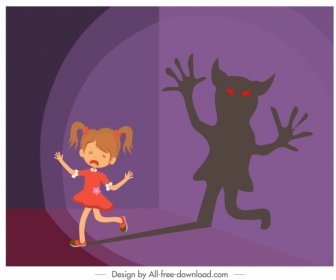 Kindheit Beängstigend Hintergrund Mädchen Geist Silhouette Skizze