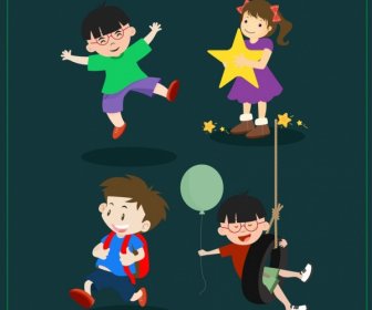 Masa Kanak-kanak Simbol Isolasi Berbagai Main-main Anak Ikon
