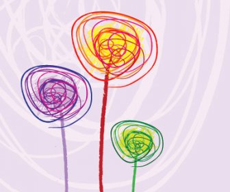Bunga-bunga Yang Kekanak-kanakan Vektor Grafis