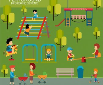 Ilustração De Conceito De Parque Infantil De Crianças Com Elementos De Infográfico