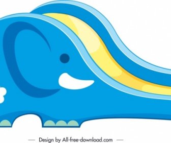 Children Slide Template Elephant Shape Colorful 3d