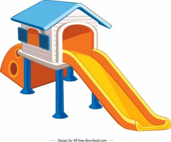 Children Slide Template House Decor Colorful 3d Design