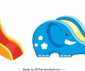 เด็กสไลด์แม่แบบตกแต่งด้วยช้างรูปร่าง