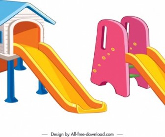 Children Slide Templates Colorful Modern 3d Sketch