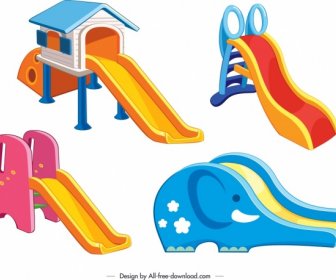 Children Slide Templates Modern Colorful 3d Design