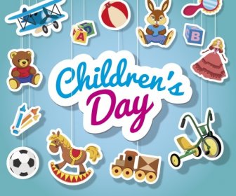 Childrens Day Hanging Ornament Stickers Cute Vector