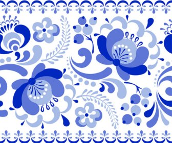 中国の青と白のシームレスなパターン ベクトル