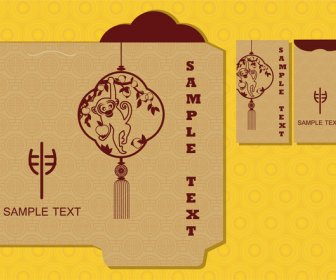 Chinesisches Neujahr Affe Rot Paket Design