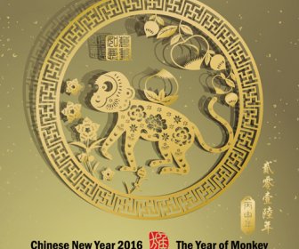 Chinese New Year16 Monkey Design Vector
