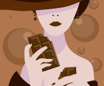 Chocolate Advertisement Eating Lady Icon