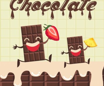 Chocolate Advertisement Funny Stylized Design Melting Decoration