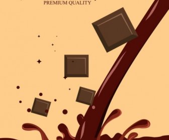液体茶色の装飾を注ぐチョコレート広告