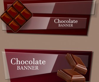 Cioccolato Pubblicità Banner Set Design Brillante Brown