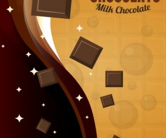 チョコレート広告バナー輝く茶色の光沢のある装飾