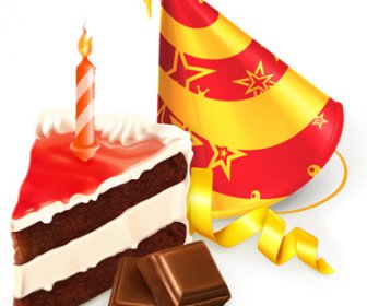 チョコレート ケーキと誕生日の蝋燭のベクトル