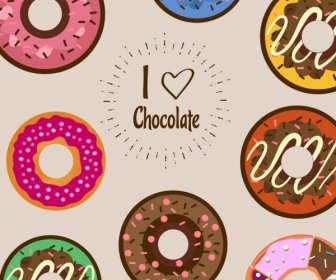 Chocolate Cakes Background Multicolored Flat Circles Design