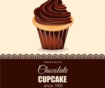 Chocolate Cupcake Background With Lace Vector