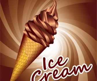 Chocolate Ice Cream Advertisement Shiny Brown Swirl Decoration