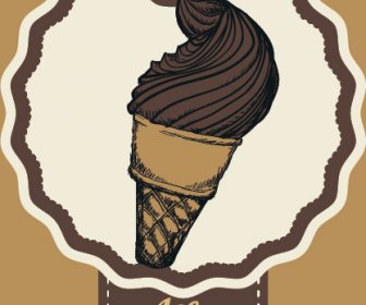 Schokoladen-Eiscreme Vintage Karten Vektoren Set