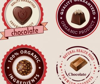 Cokelat Label Koleksi Mengkilap Lingkaran Dekorasi