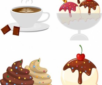 Produits De Chocolat Design éléments Icônes De Café Crème Glacée