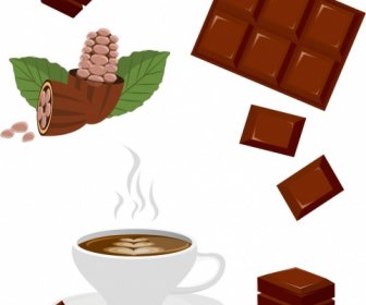 Chocolate Products Icons Colored 3d Design