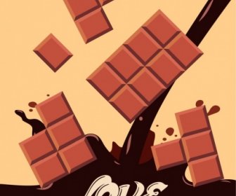 الشوكولاته تعزيز راية السائل البني دفقة الديكور