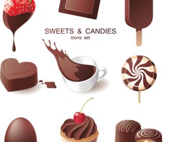 Chocolate Dulce Y Caramelos Ilustración Vectorial 5