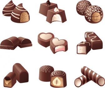 çikolatalı Tatlılar Simgeler Vektör Set