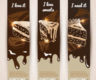 Chocolate With Cupcake Banners Background Vector