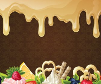 Postre De Chocolate Con Dulces Vector Background