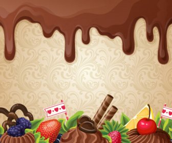 Postre De Chocolate Con Dulces Vector Background