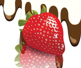 Chocolate With Strawberry Shiny Vector 4