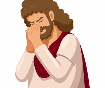 Christian Believer Praying Icon Cartoon Design