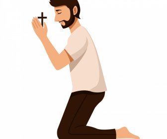 christian prayer icon cartoon character design